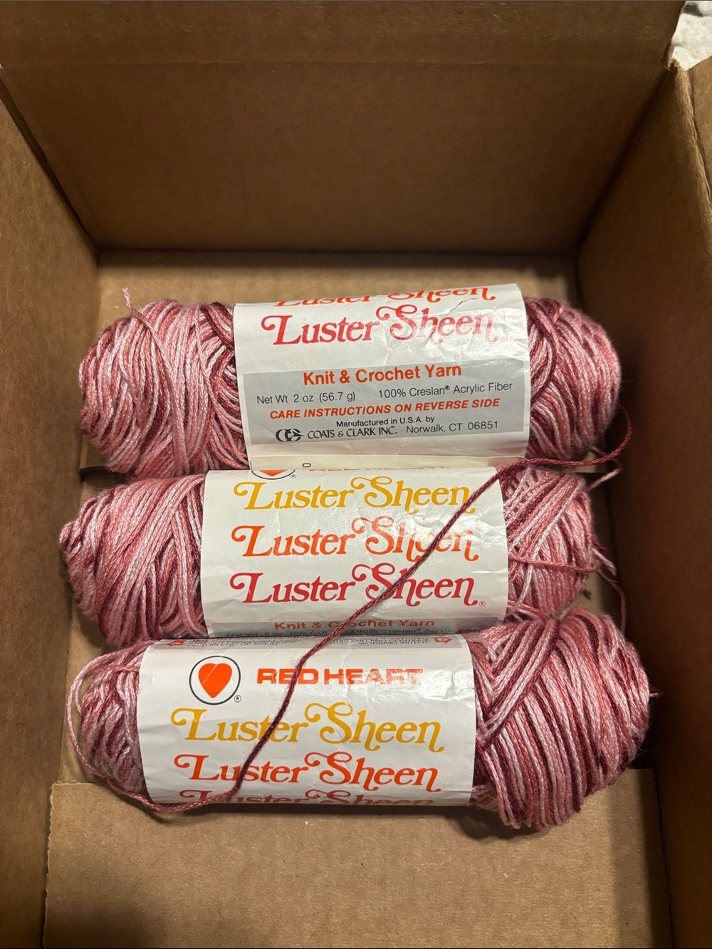 Red Heart Luster Sheen Yarn bundle